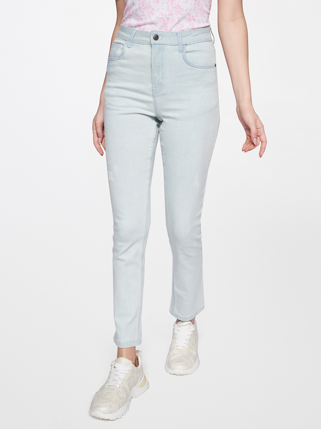 

AND Women Blue Straight Fit Stretchable Jeans