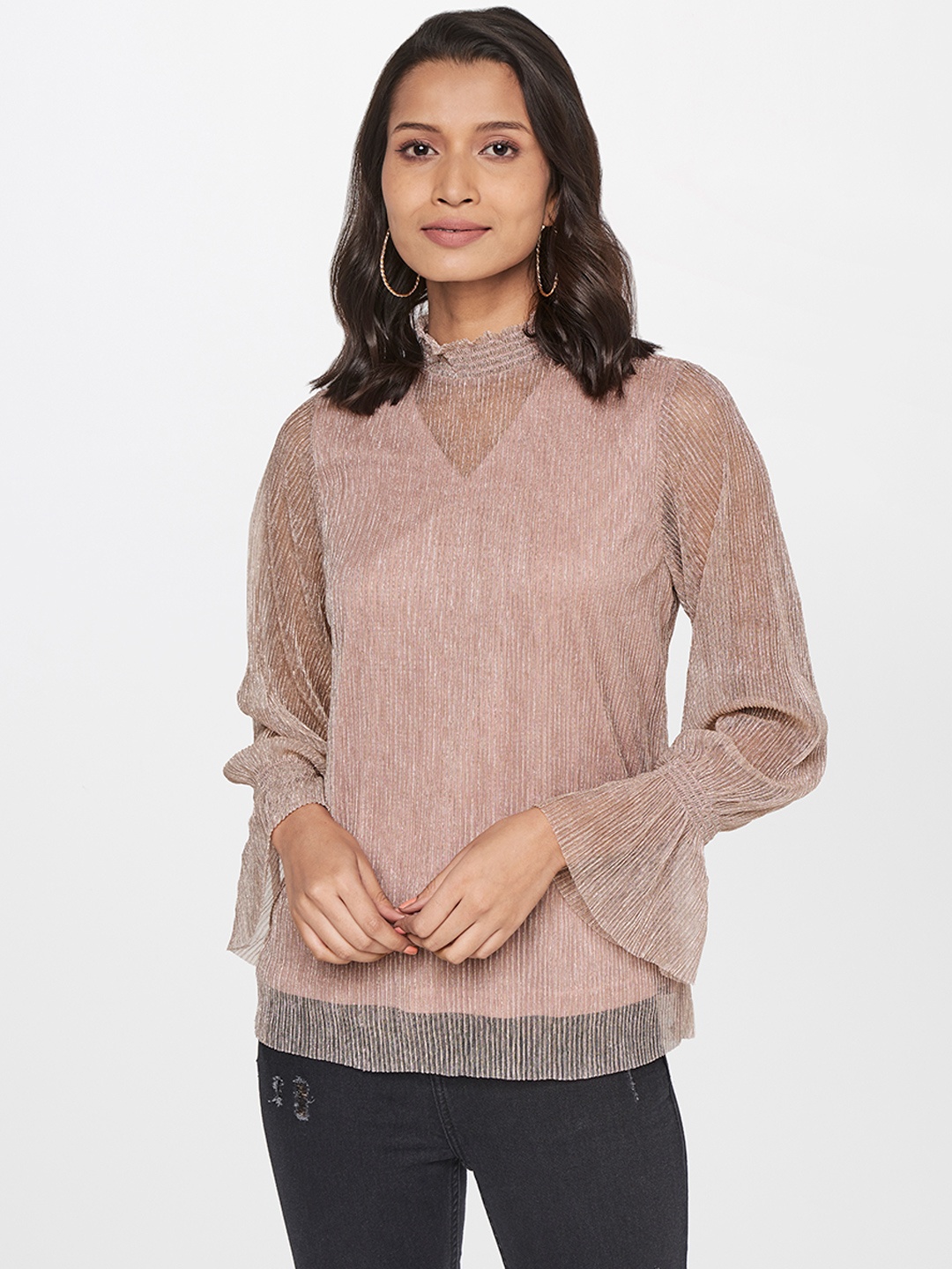

AND Bling & Sparkly Flared Sleeve Top, Rose