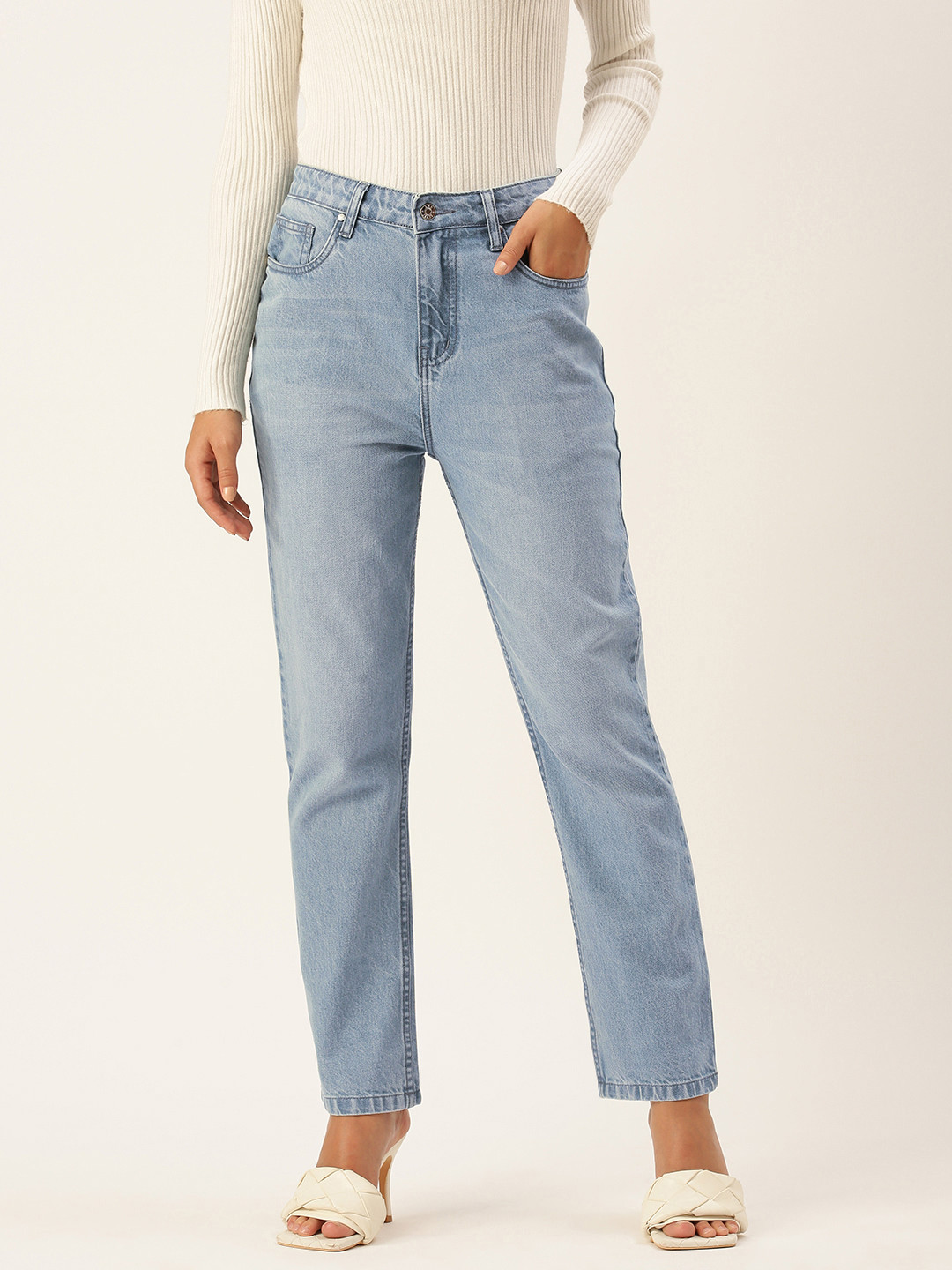 

AND Women Blue Pure Cotton Trousers