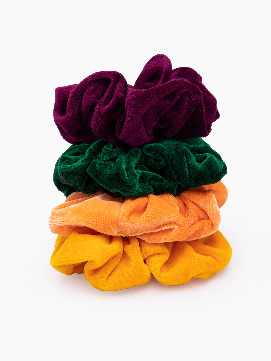 

DEEBACO Women Set Of 4 Velvet Scrunchies, Green
