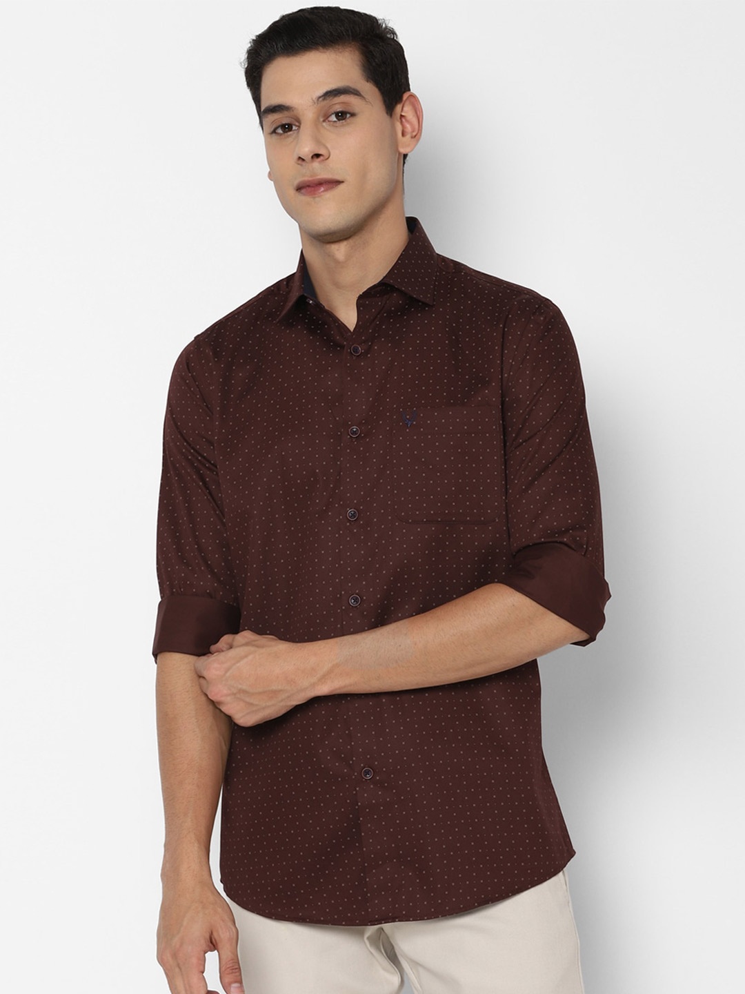 

Allen Solly Men Brown Slim Fit Printed Cotton Casual Shirt