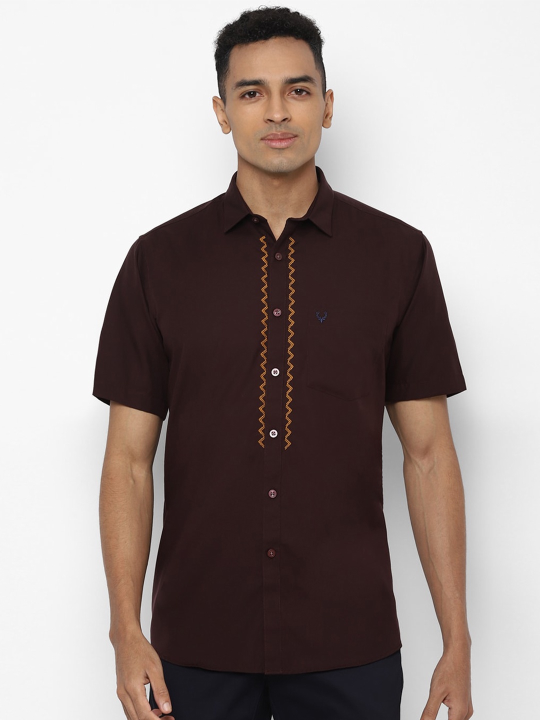 

Allen Solly Men Brown Slim Fit Pure Cotton Casual Shirt