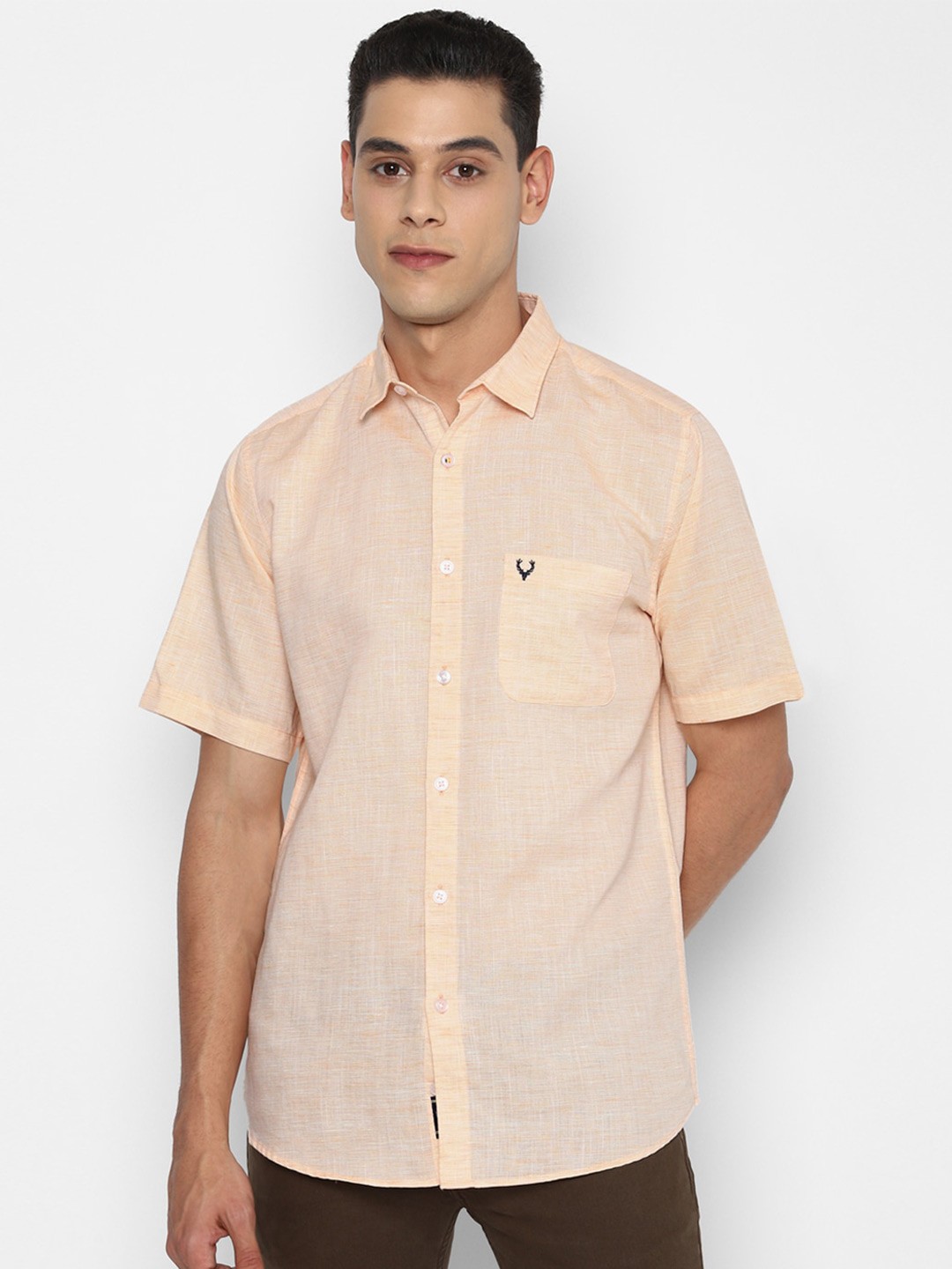 

Allen Solly Men Beige Cotton Linen Slim Fit Casual Shirt