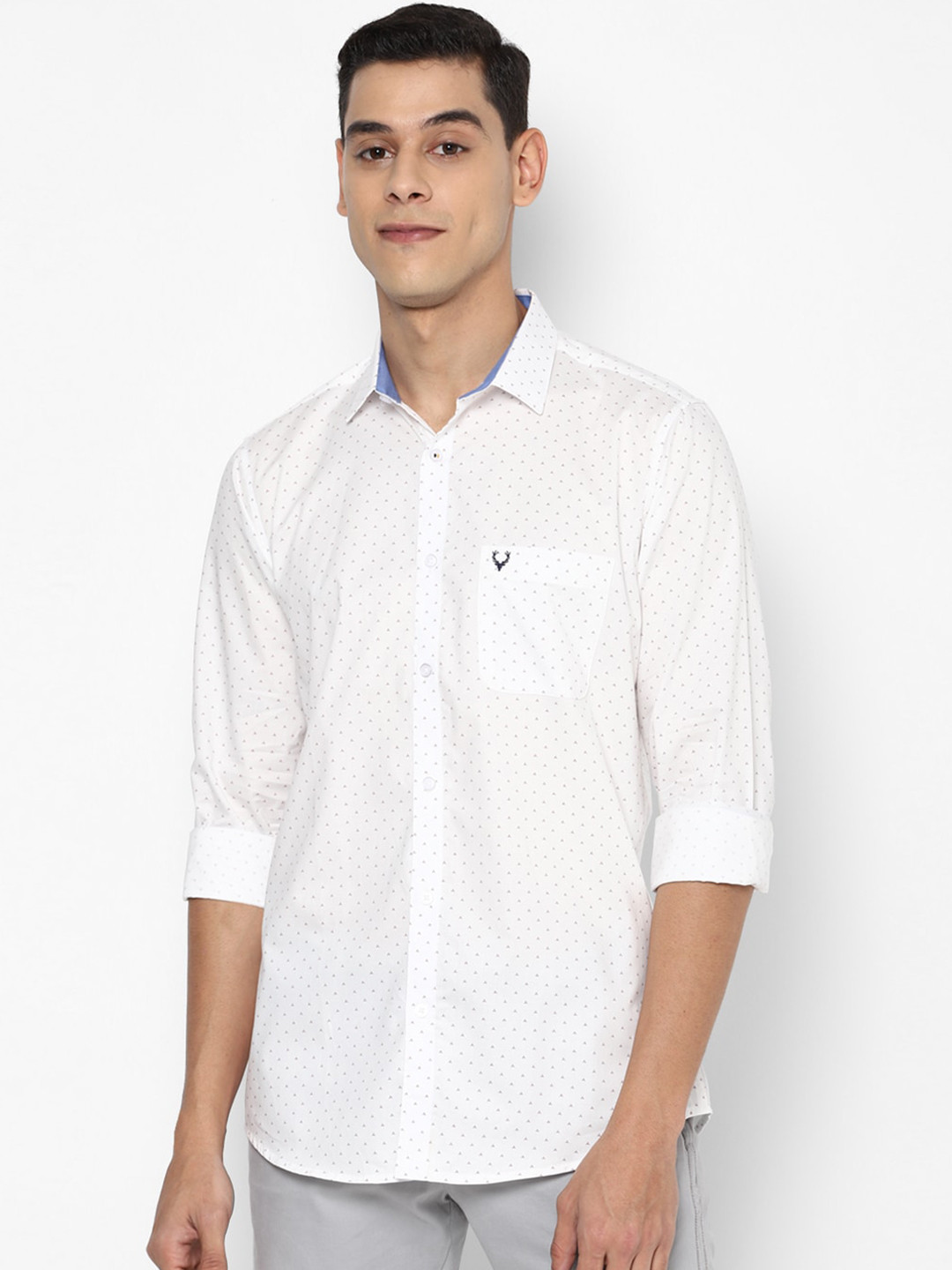 

Allen Solly Men White Slim Fit Printed Pure Cotton Casual Shirt