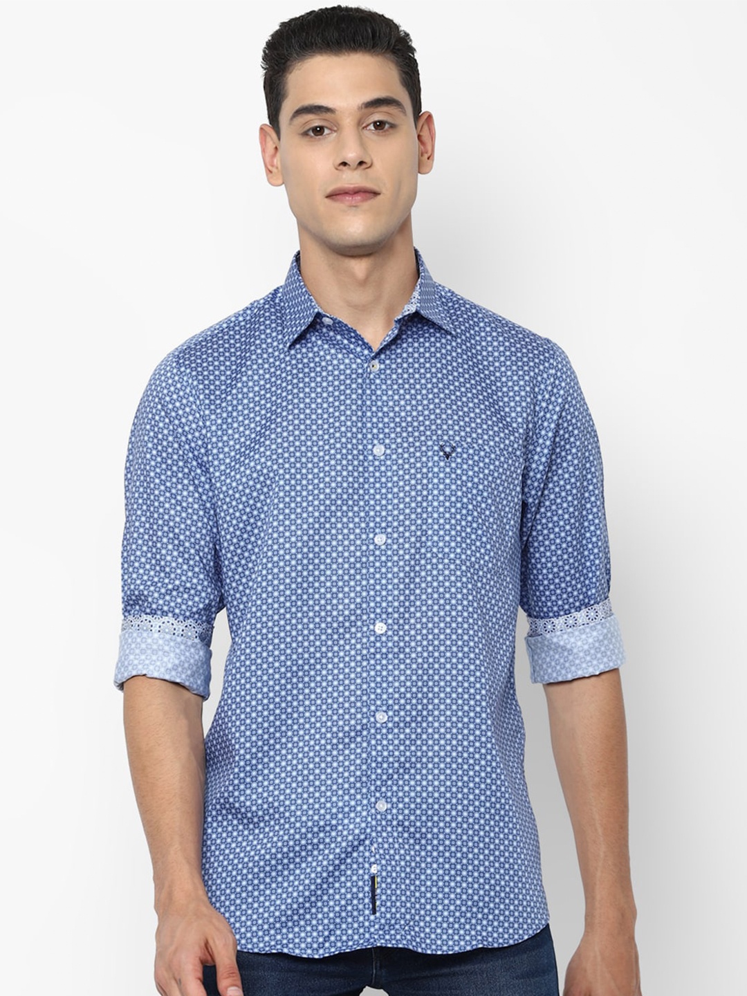 

Allen Solly Men Blue Slim Fit Printed Pure Cotton Casual Shirt