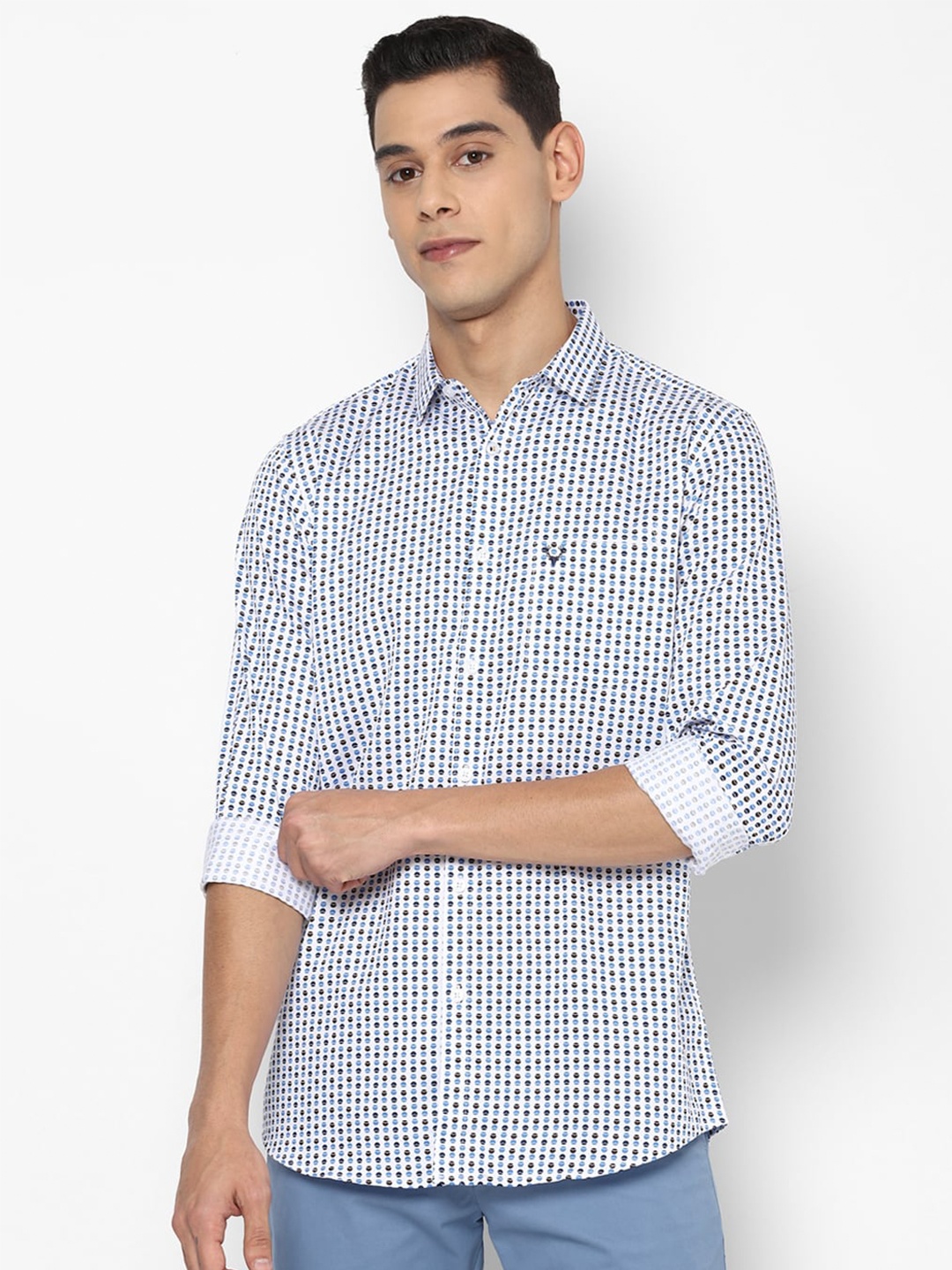 

Allen Solly Men White Slim Fit Printed Cotton Casual Shirt