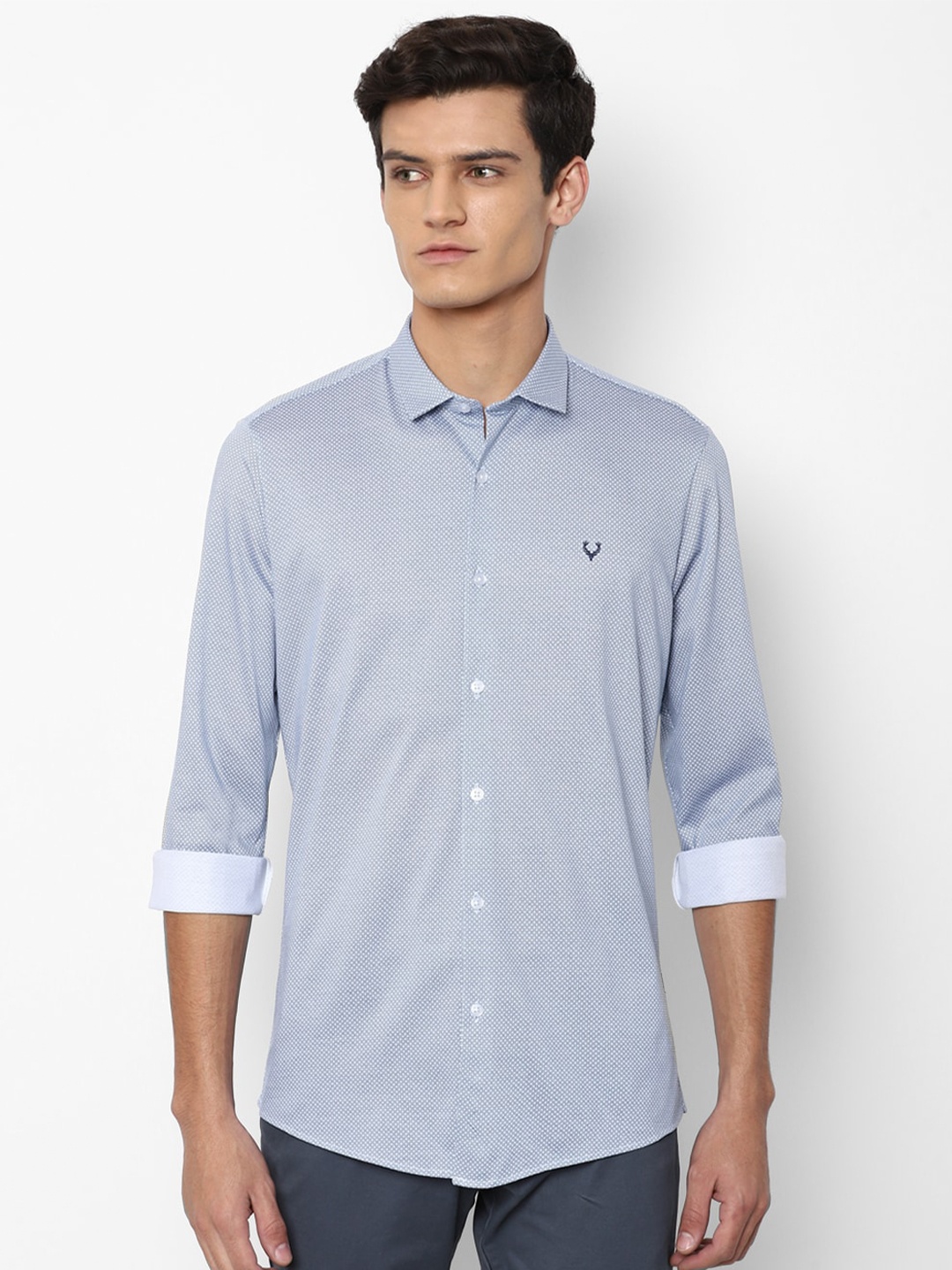 

Allen Solly Men Blue Slim Fit Printed Pure Cotton Casual Shirt