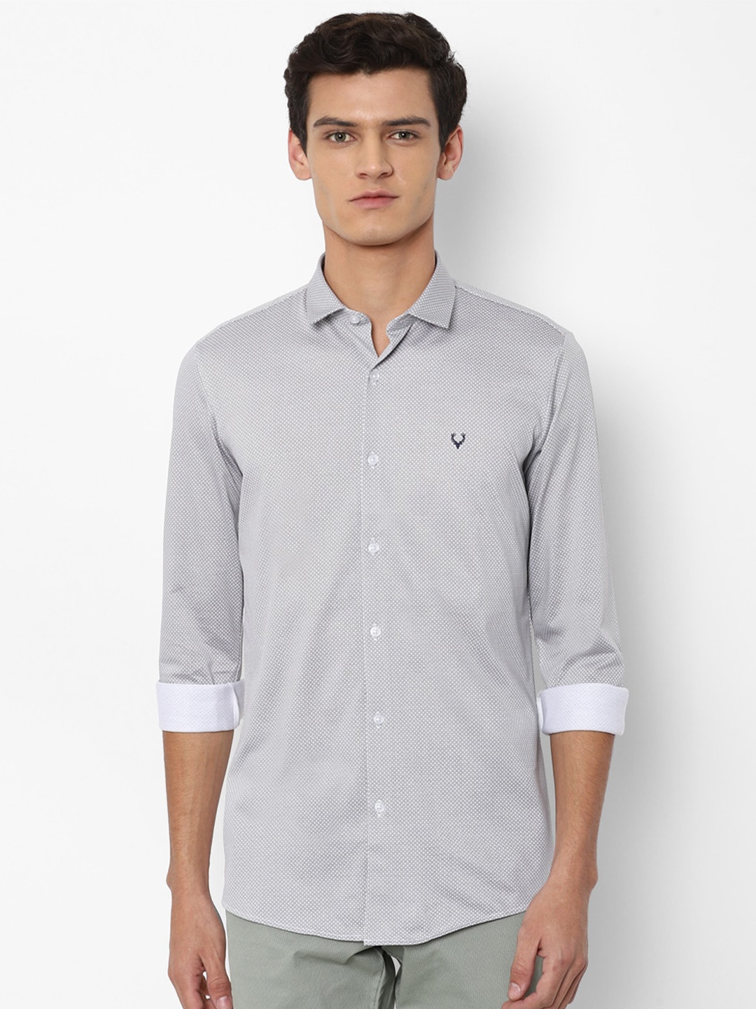 

Allen Solly Men Grey Slim Fit Printed Cotton Casual Shirt