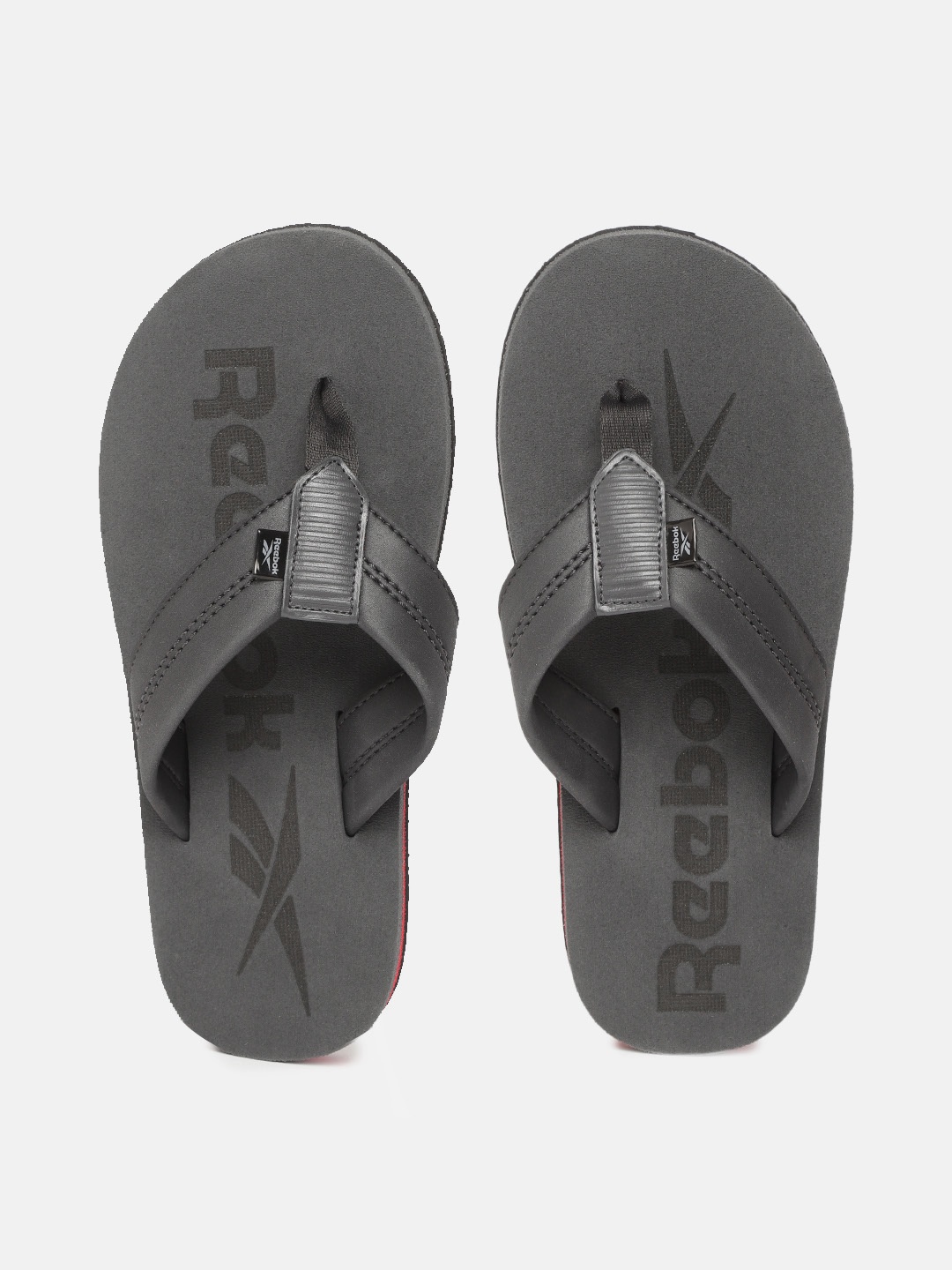 

Reebok Men Charcoal Grey Brand Logo Printed Thong Flip-Flops