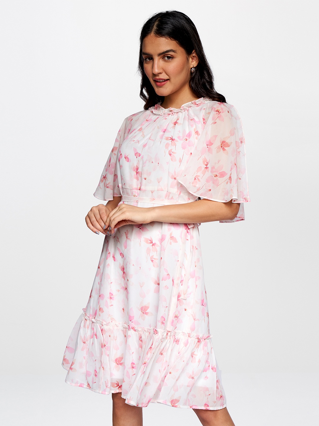 

AND Women White Floral Print Fit & Flare Dress