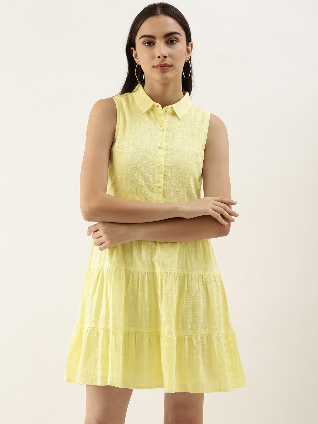 

AND Women Yellow Solid A-Line Dress