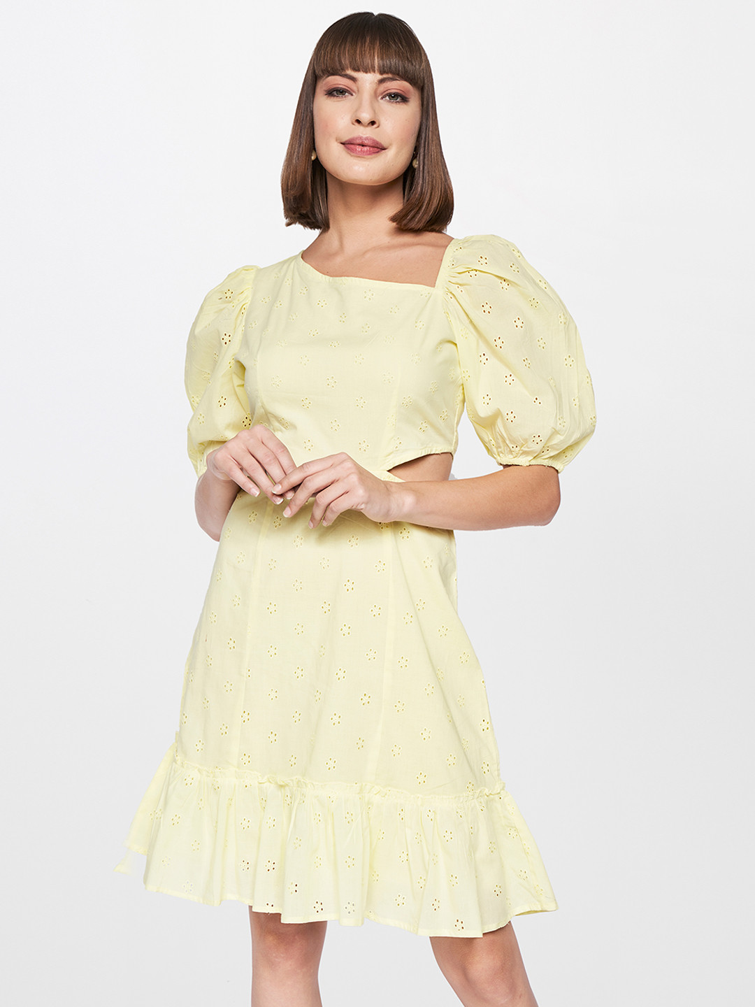 

AND Yellow Floral A-Line Dress