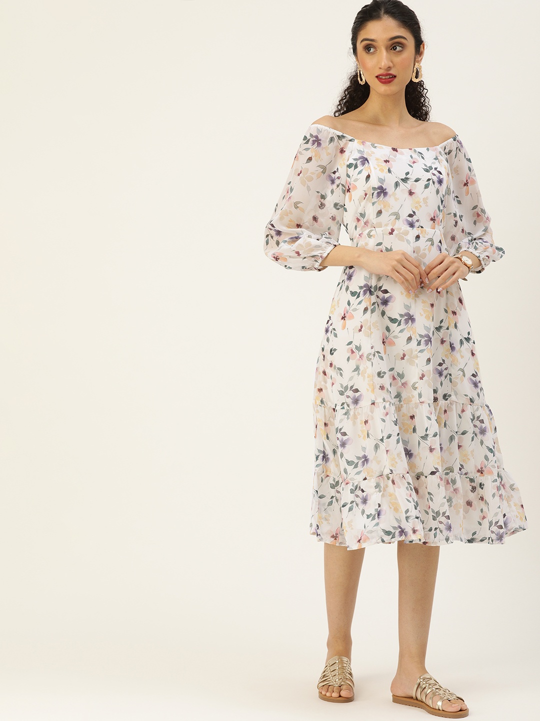 

AND White Floral Halter Neck Maxi Dress