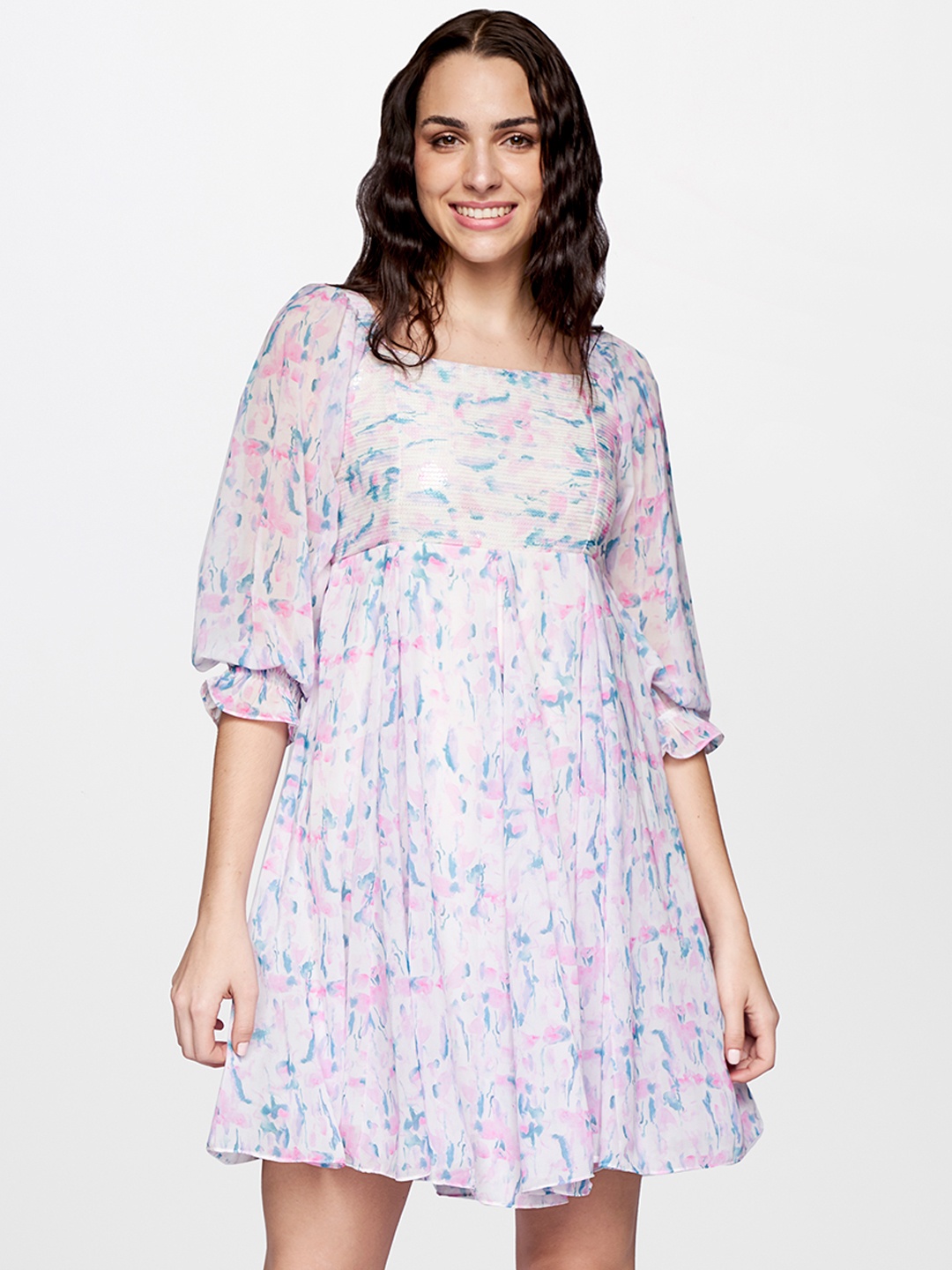 

AND Women Blue & Pink Floral Dress