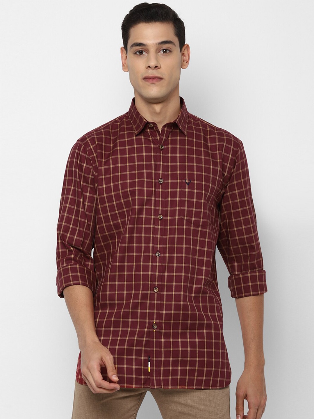 

Allen Solly Men Maroon Checked Casual Shirt