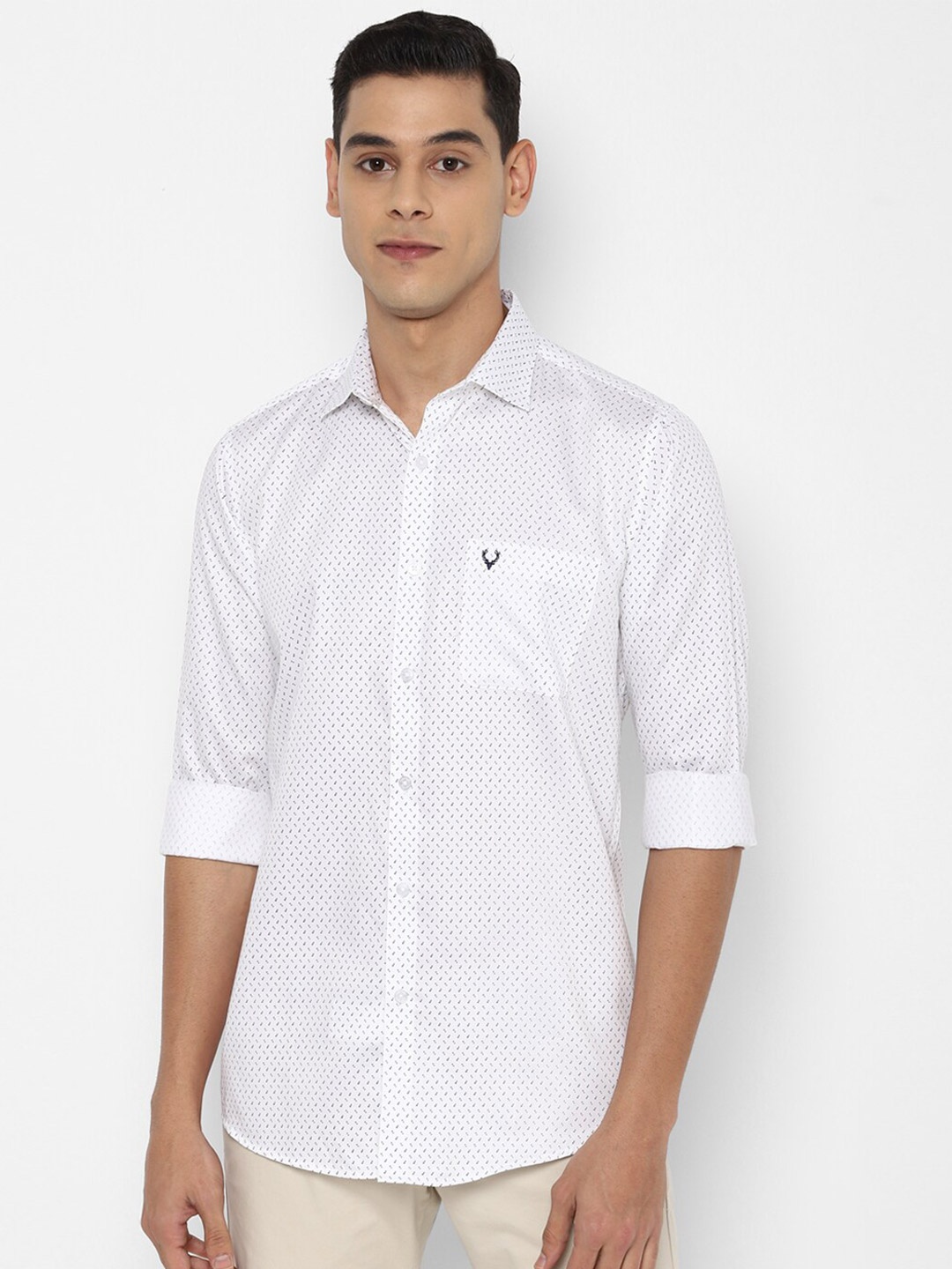 

Allen Solly Men White Slim Fit Printed Pure Cotton Casual Shirt