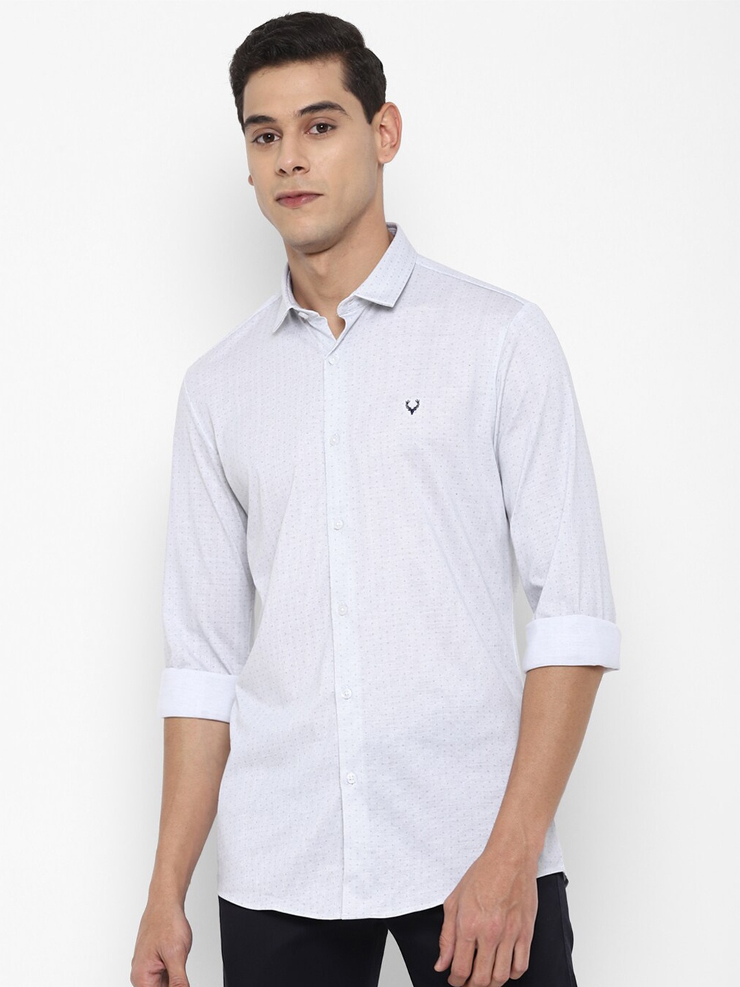 

Allen Solly Men Grey Slim Fit Printed Pure Cotton Casual Shirt
