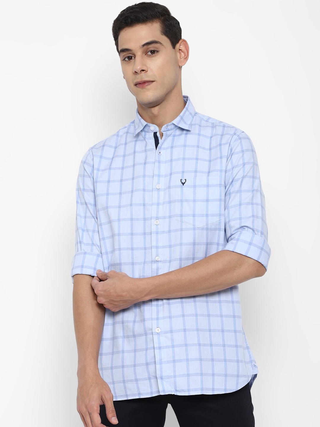 

Allen Solly Men Blue Slim Fit Checked Casual Shirt