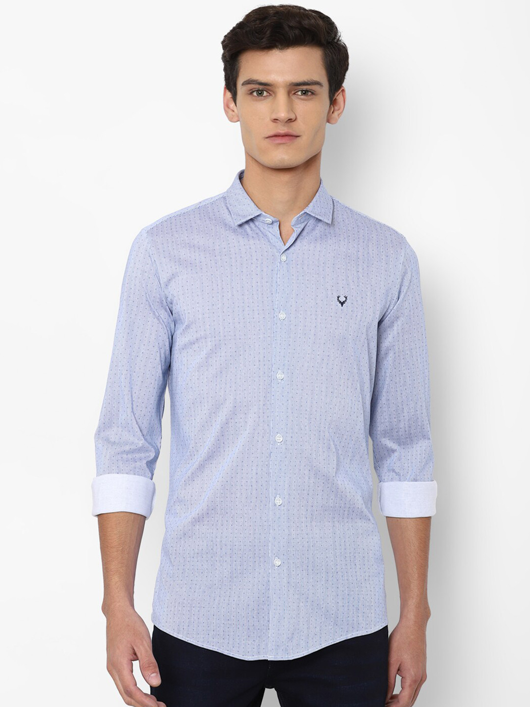 

Allen Solly Men Blue Slim Fit Printed Pure Cotton Casual Shirt