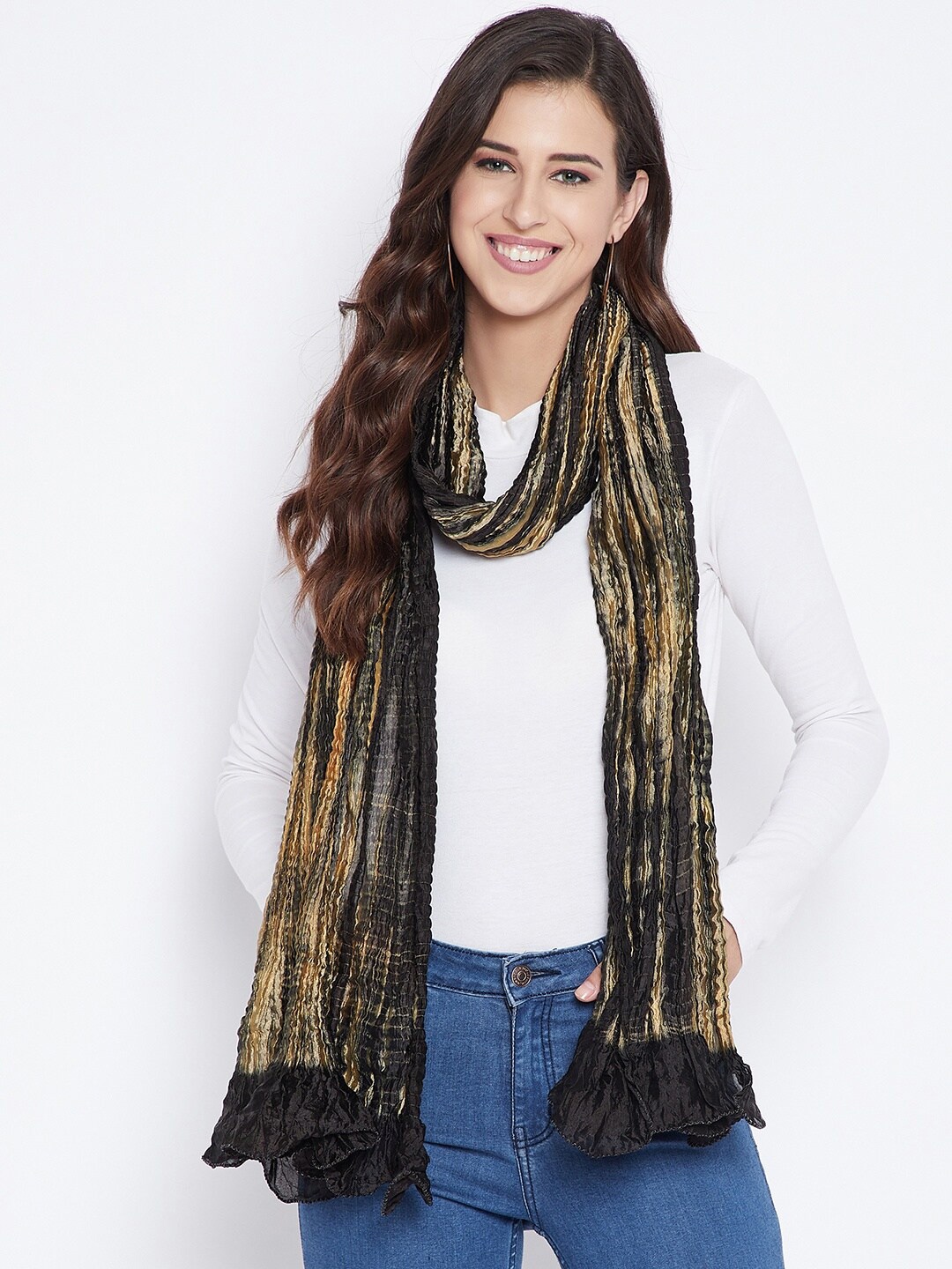 

Clora Creation Black & Tan Crinkled Dyed Tie and Dye Dupatta