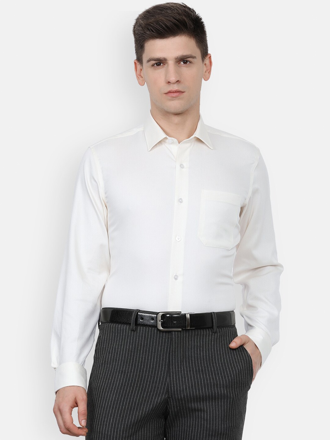 

Louis Philippe Permapress Men White Slim Fit Formal Shirt