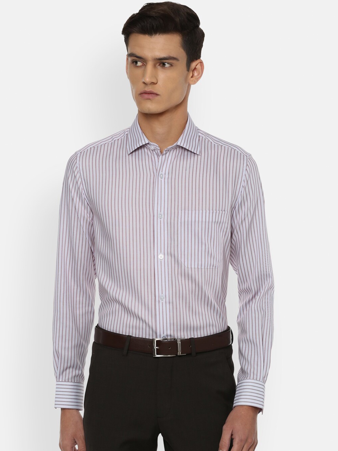 

Louis Philippe Men White Striped Formal Shirt