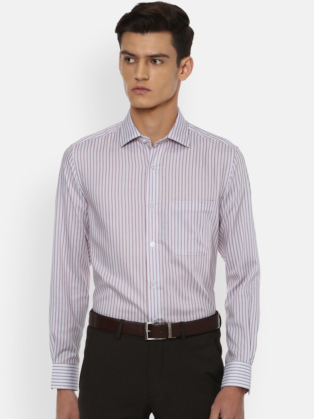 

Louis Philippe Men White Striped Formal Shirt