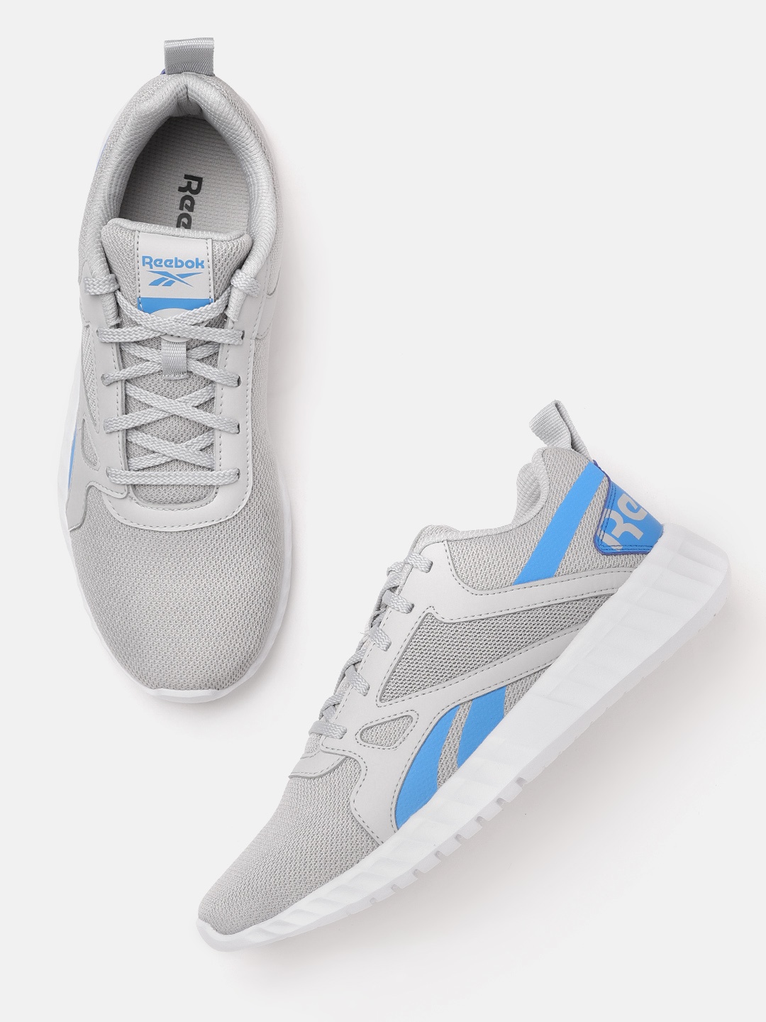 

Reebok Men Grey & Blue Woven Design Rout 2 Running Shoes