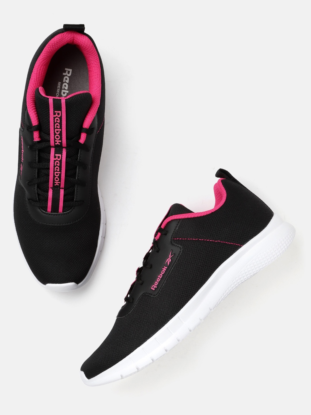 

Reebok Women Black Woven Design Stride Walker Shoes