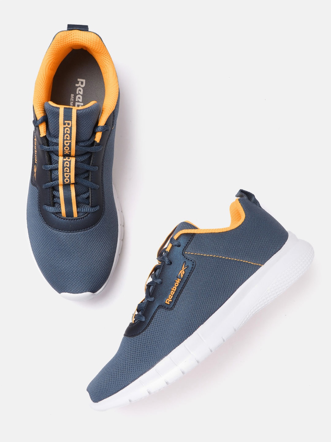 

Reebok Men Navy Blue Woven Design Stride Walking Shoes