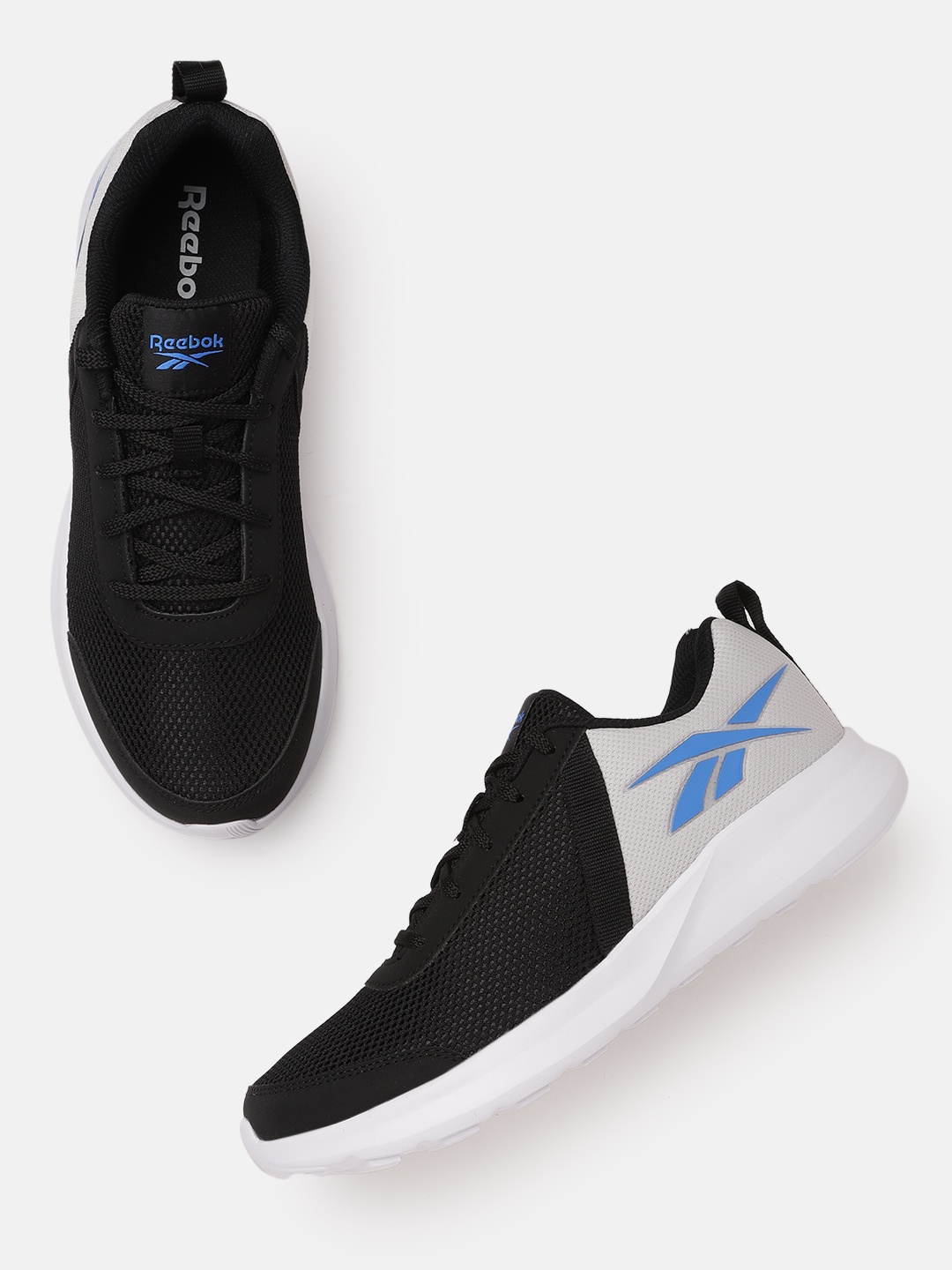 

Reebok Men Black & Grey Woven Design & Colourblocked Edge Identity Running Shoes