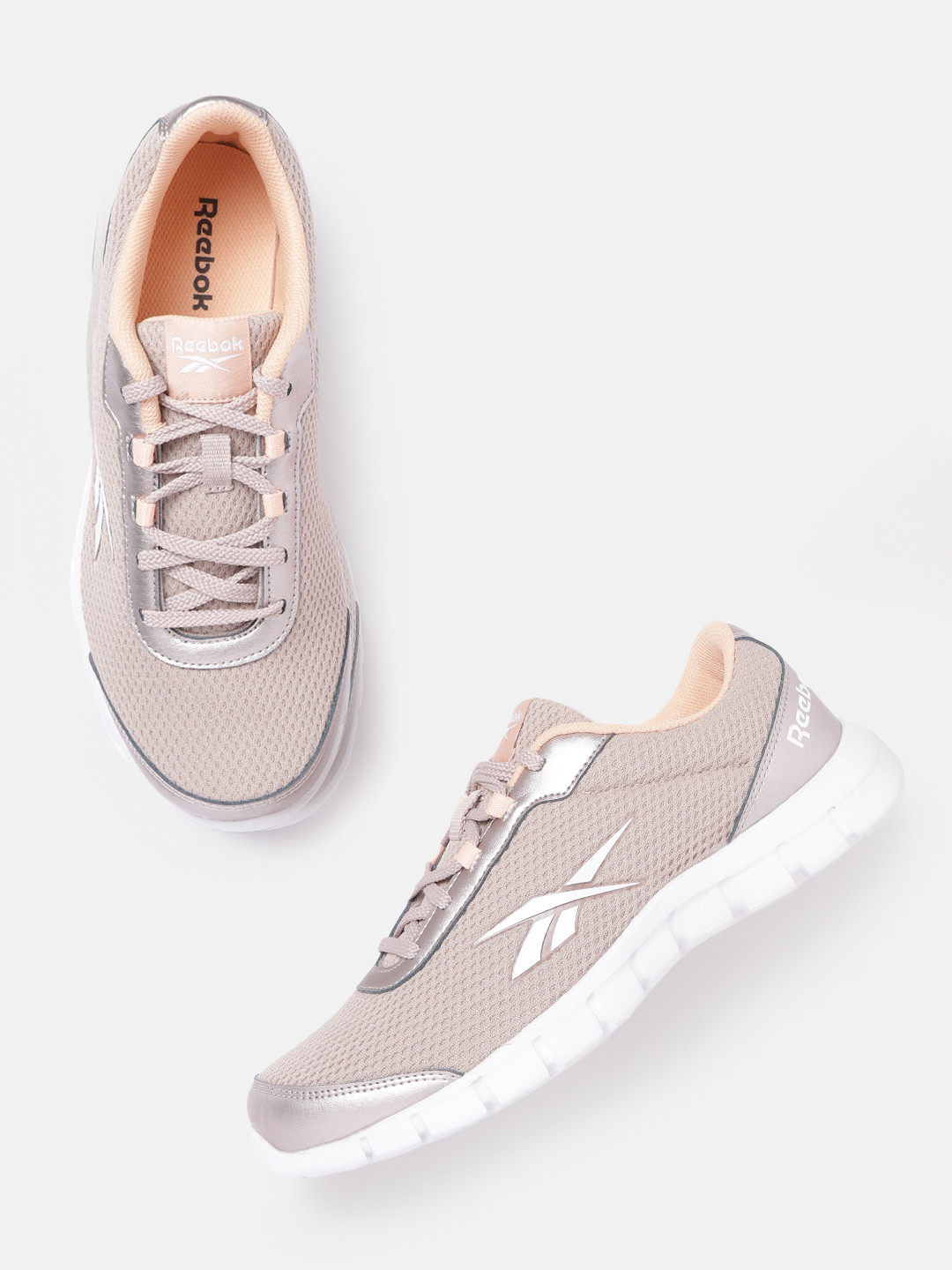 

Reebok Women Peach-Coloured Woven Design Lux Running Shoes