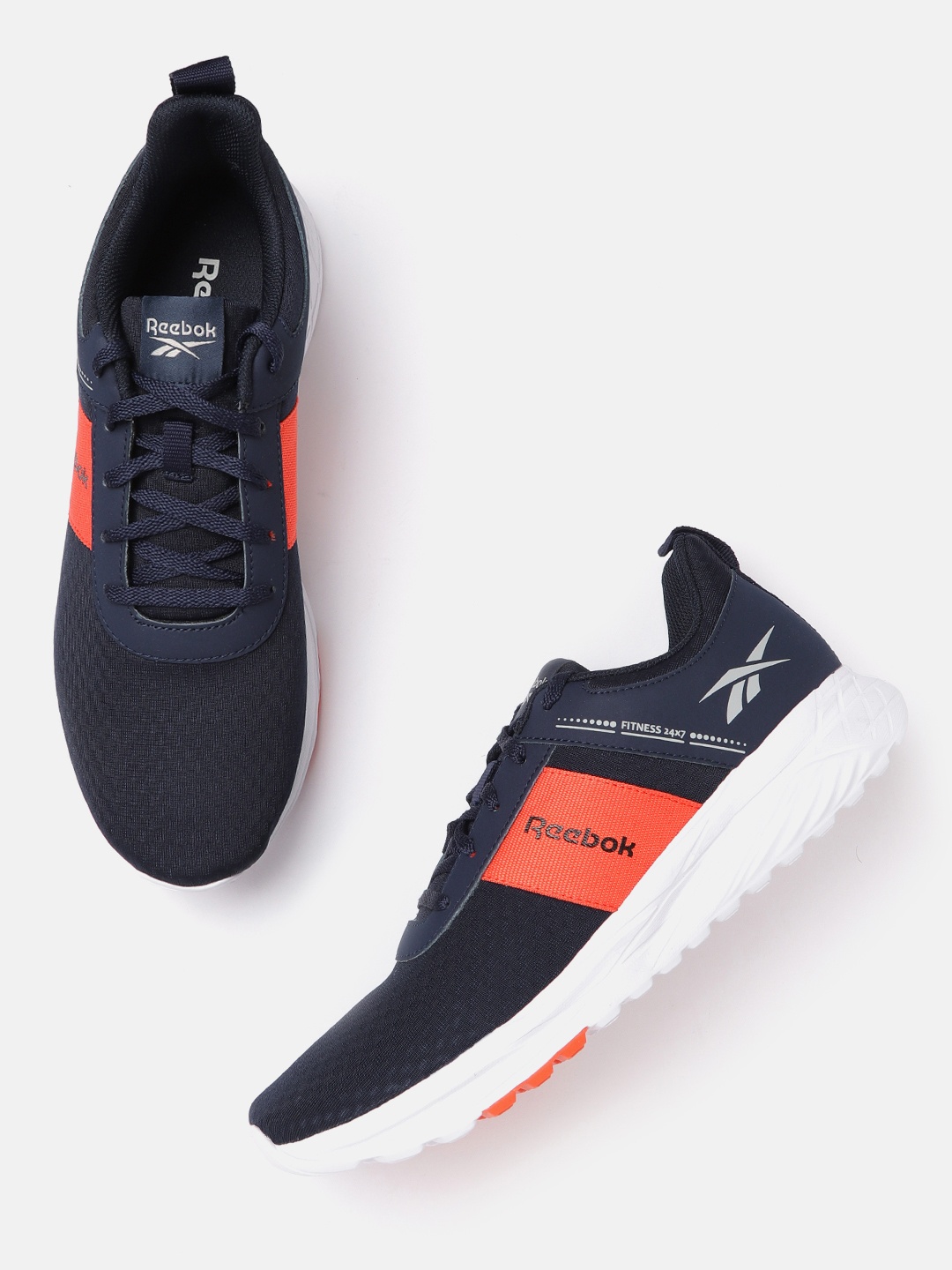 

Reebok Men Navy Blue Woven Design Fitness 24/7 Running Shoes