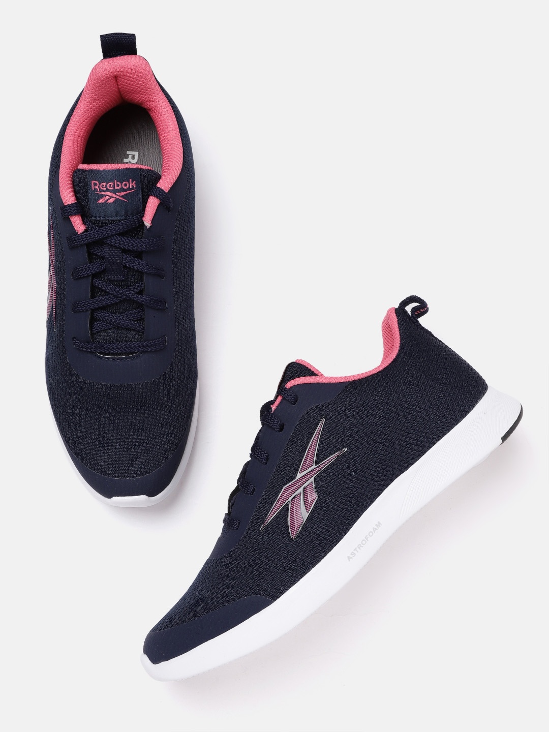 

Reebok Women Navy Blue Woven Design Lunar Walk Shoes