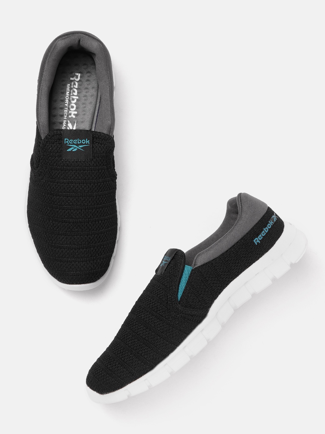 

Reebok Men Black Woven Design Leap Slip-On Walking Shoes