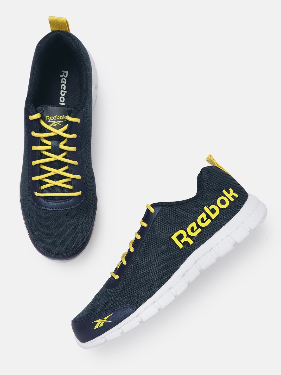 

Reebok Men Navy Blue Woven Design Inspire Sneakers