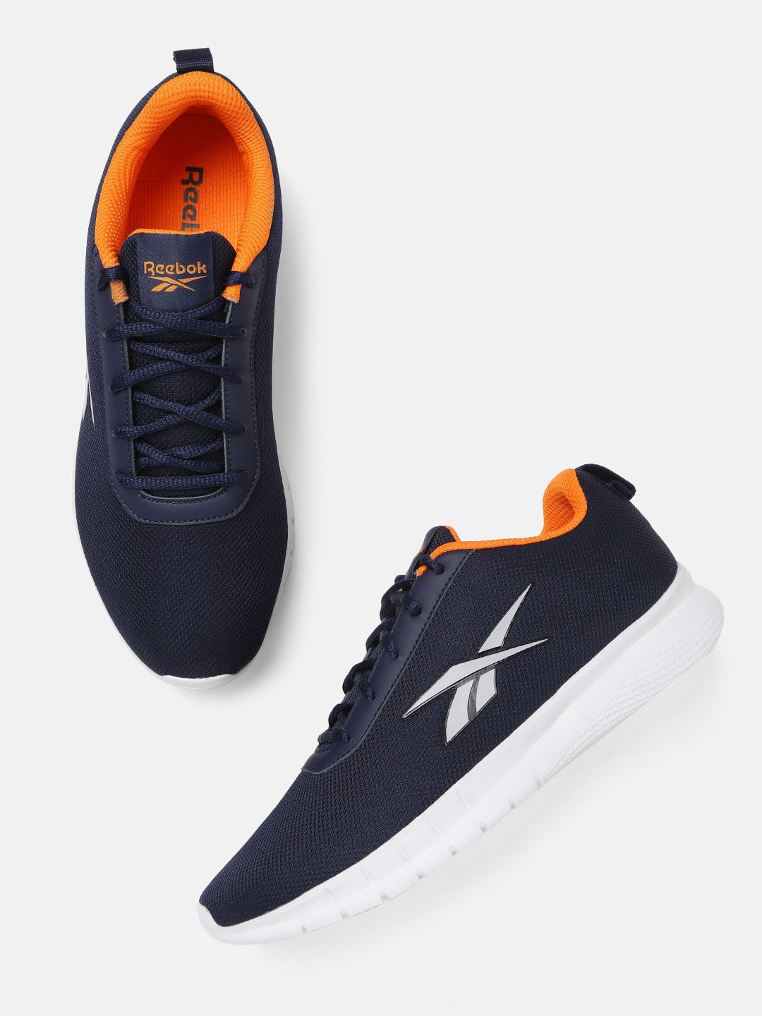 

Reebok Men Navy Blue & Orange Stride Runner Woven Design Running Shoes