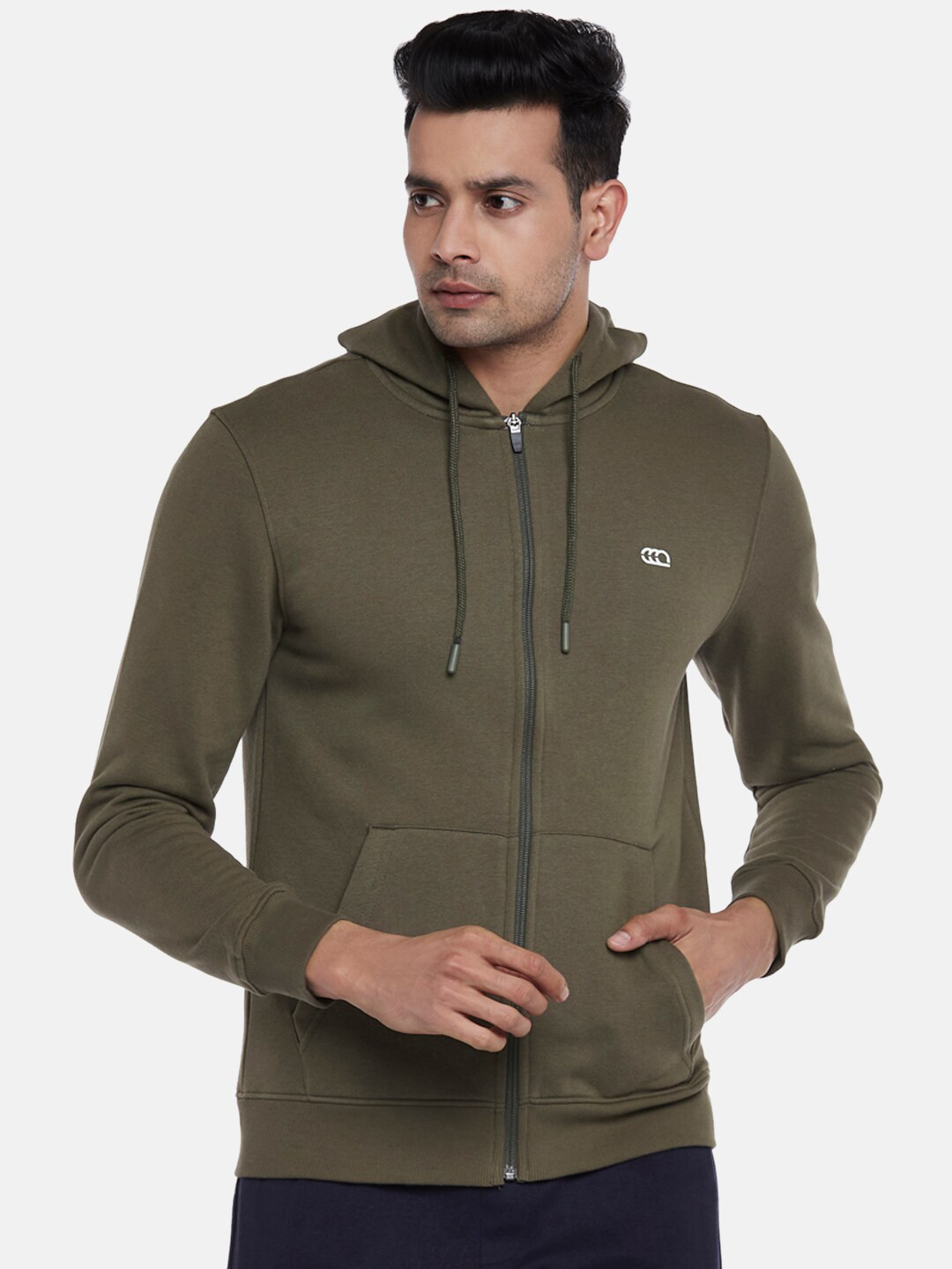 

Ajile by Pantaloons Men Olive Green Hooded Sweatshirt