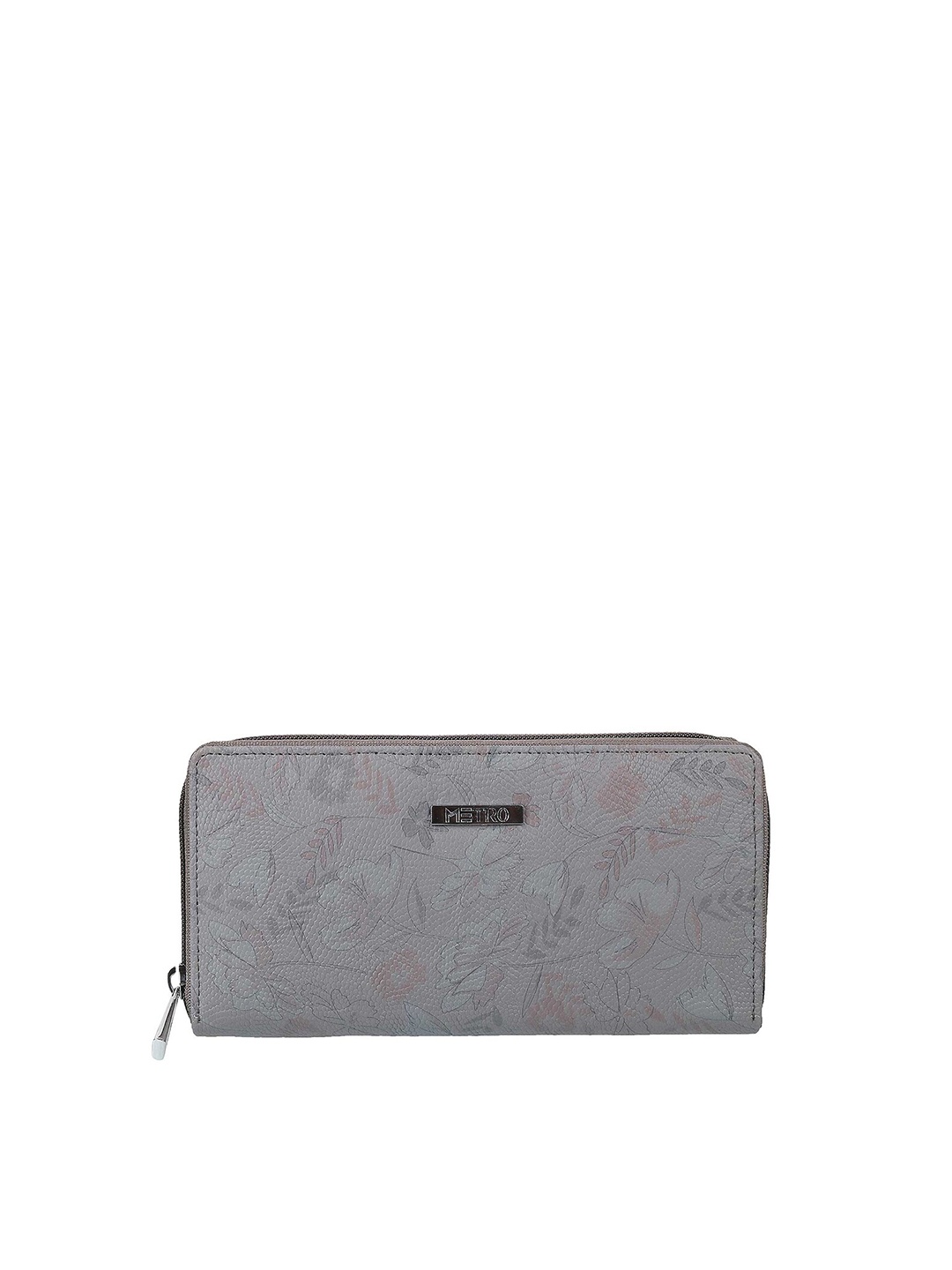 

Metro Women Grey Floral Textured Purse