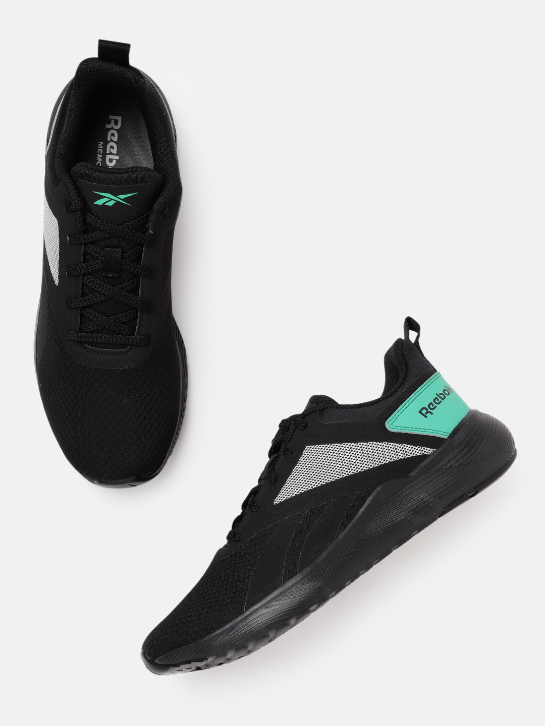 

Reebok Men Black & White Woven Design Mainland Running Shoes