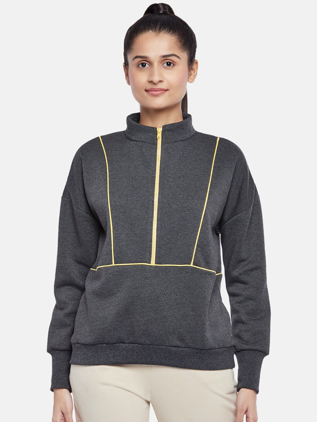 

Ajile by Pantaloons Women Grey Pure Cotton Sweatshirt