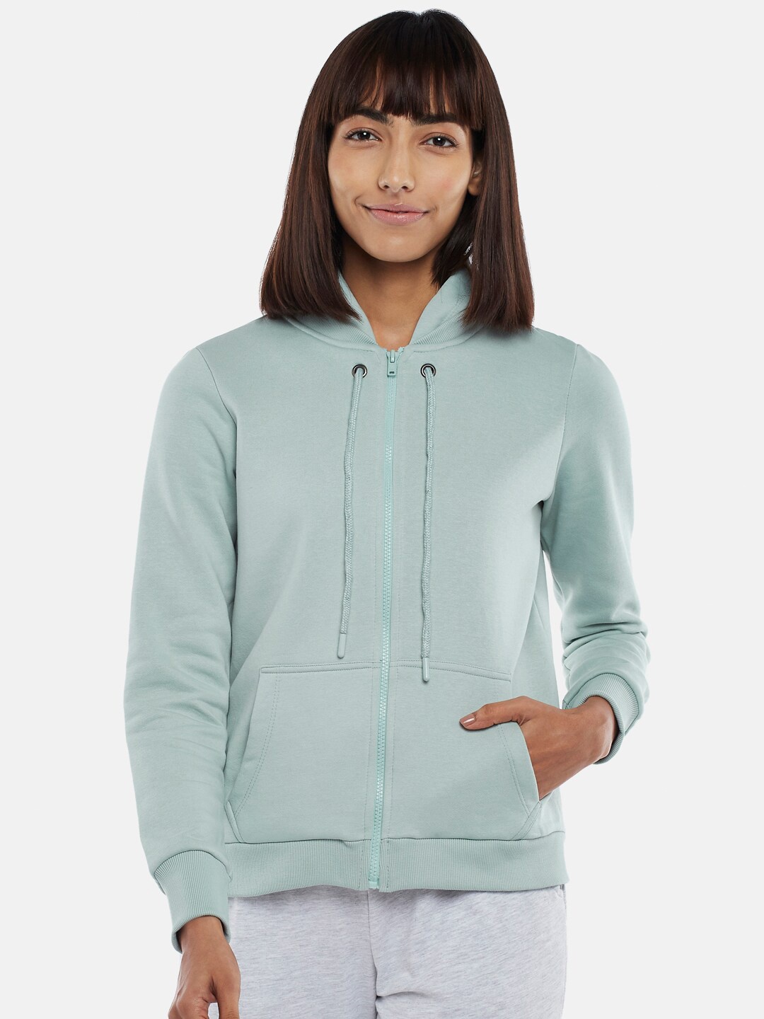 

Ajile by Pantaloons Women Turquoise Blue Hooded Sweatshirt