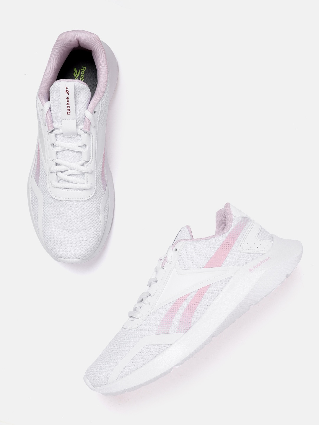 

Reebok Women White & Pink Woven Design Energylux 2.0 Running Shoes