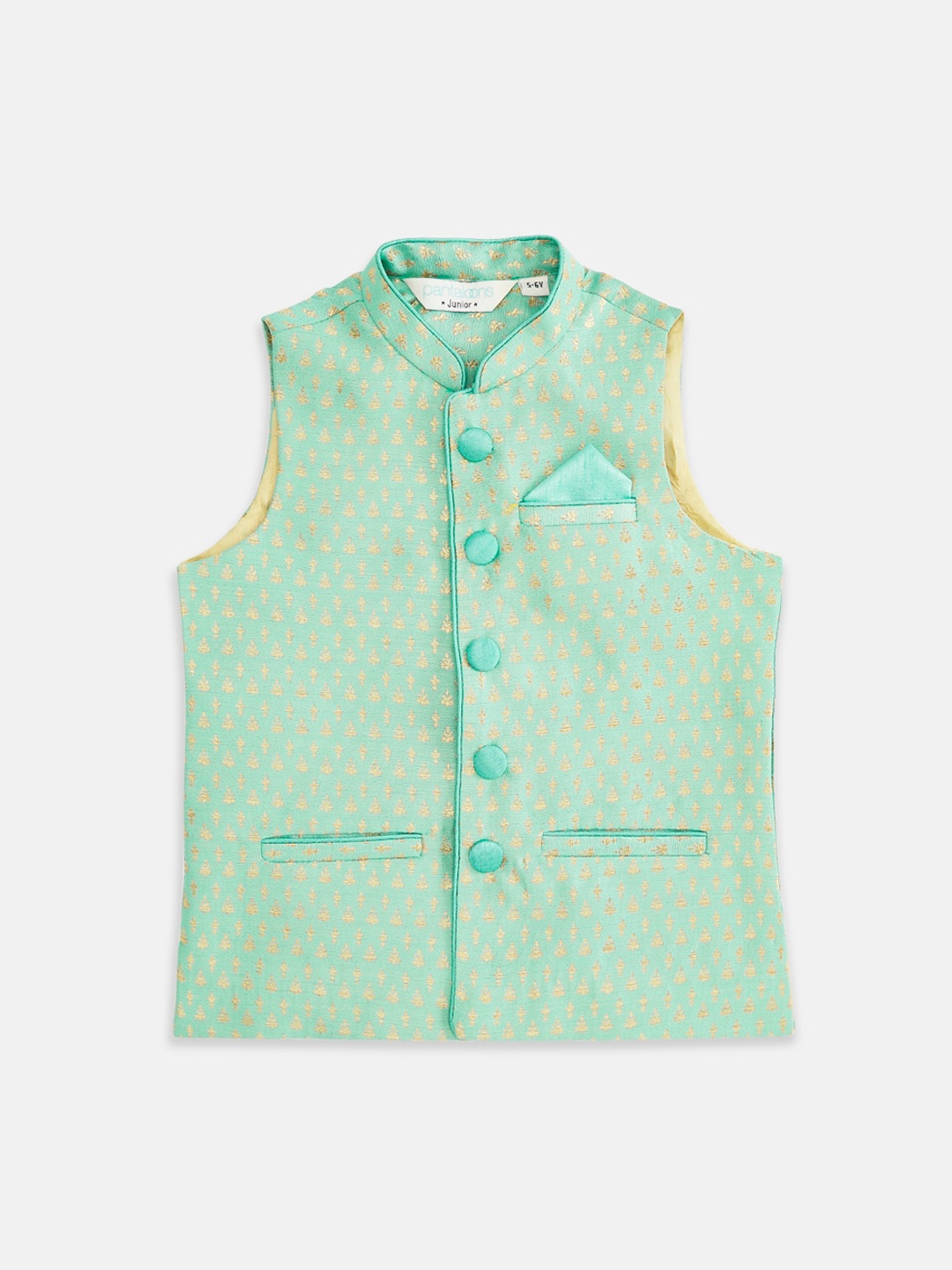 

indus route by Pantaloons Boys Green Woven Design Nehru Jacket