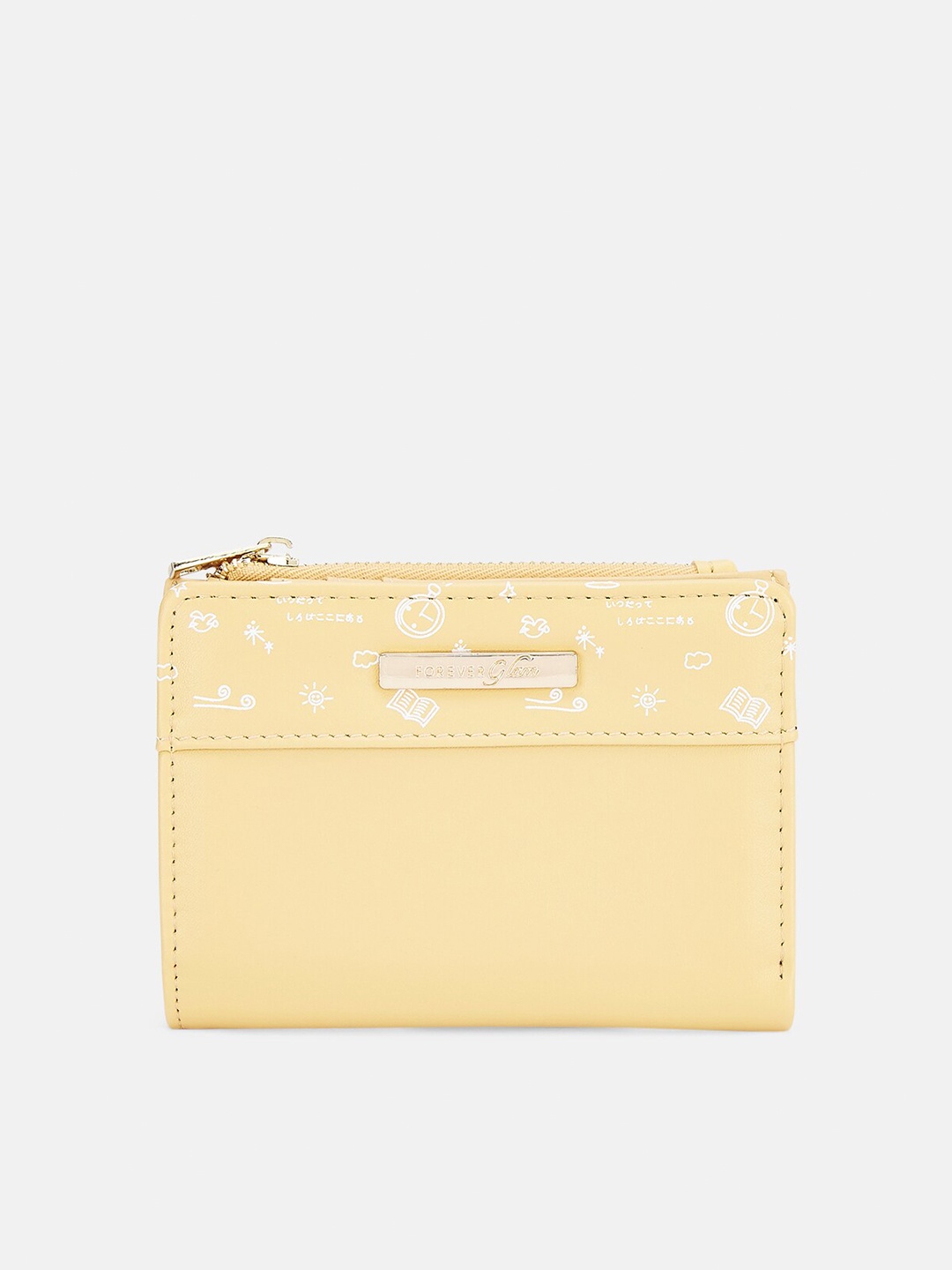 

Forever Glam by Pantaloons Women Yellow PU Zip Around Wallet
