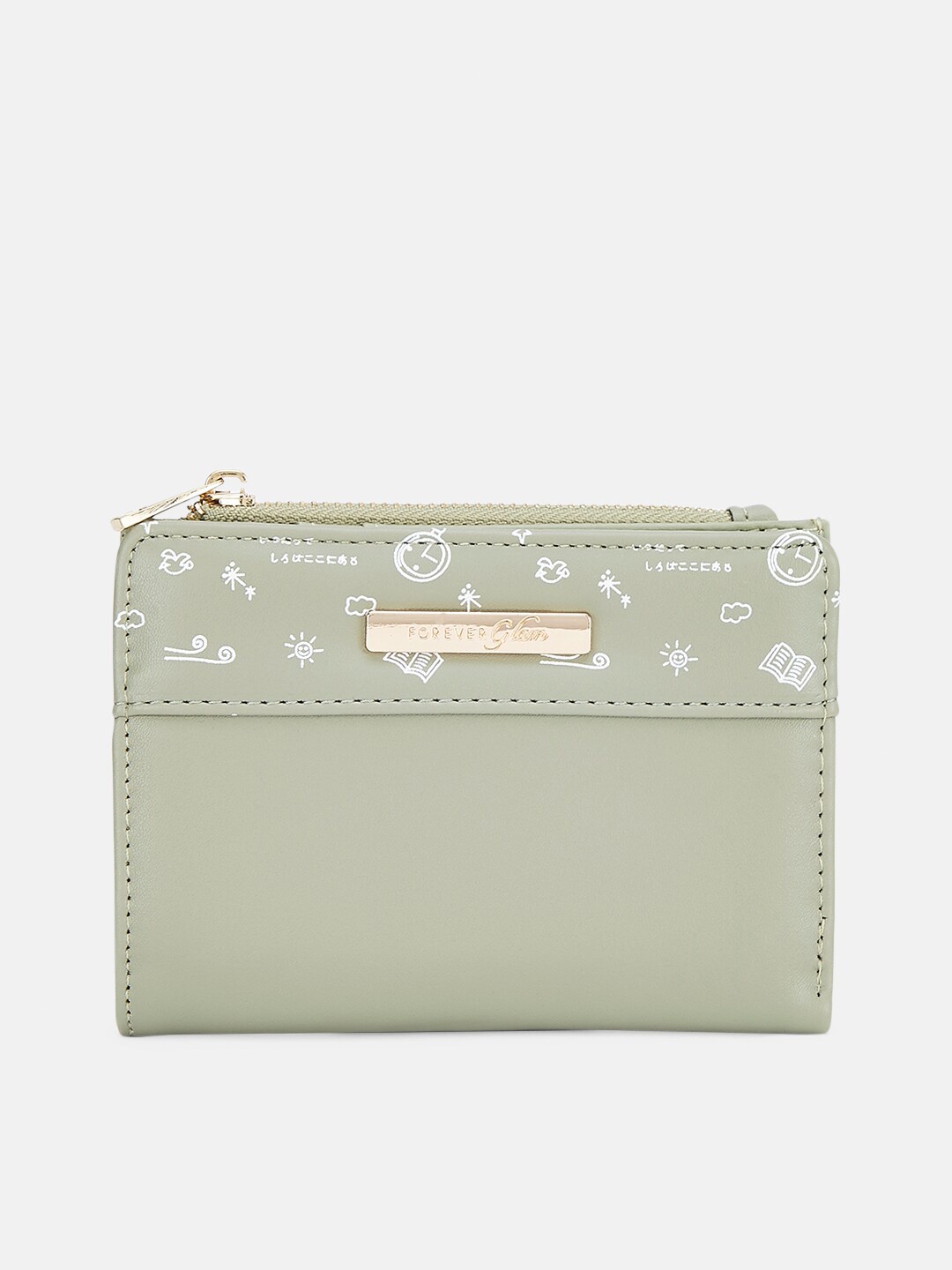 

Forever Glam by Pantaloons Women Green & White Zip Around Wallet
