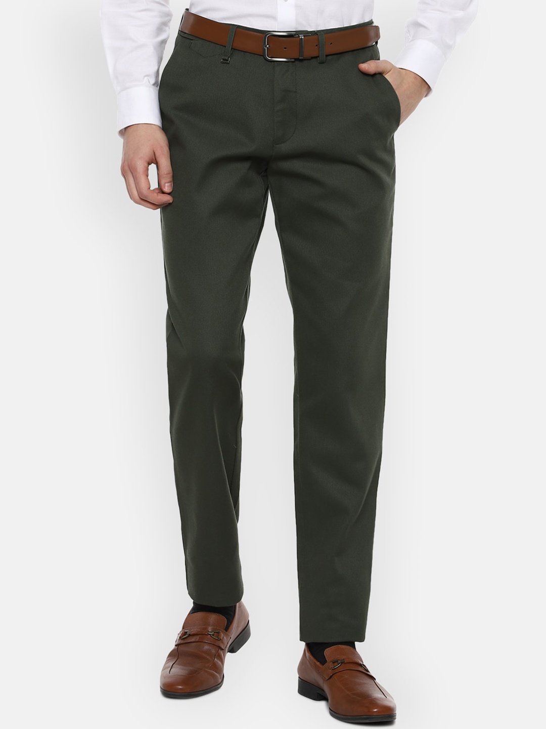 

Van Heusen Men Charcoal Slim Fit Pure Cotton Trousers