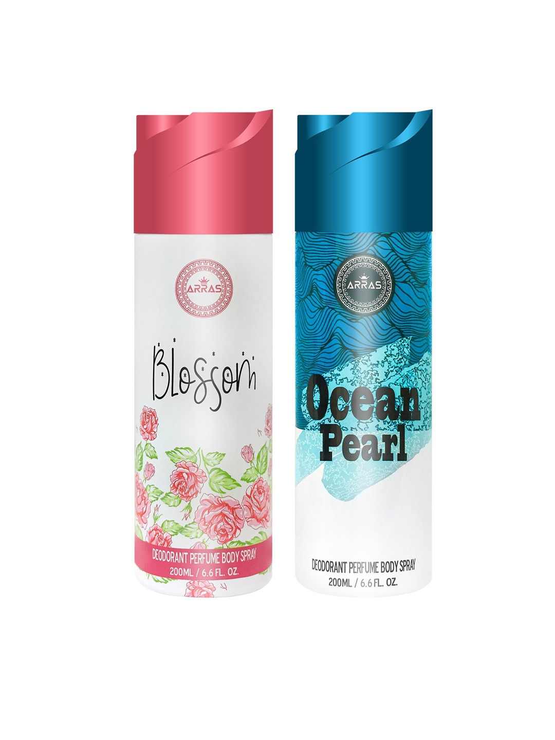 

Arras Set Of 2 Blossom & Ocean Pearl Deodorant Body Spray 200ml Each, White