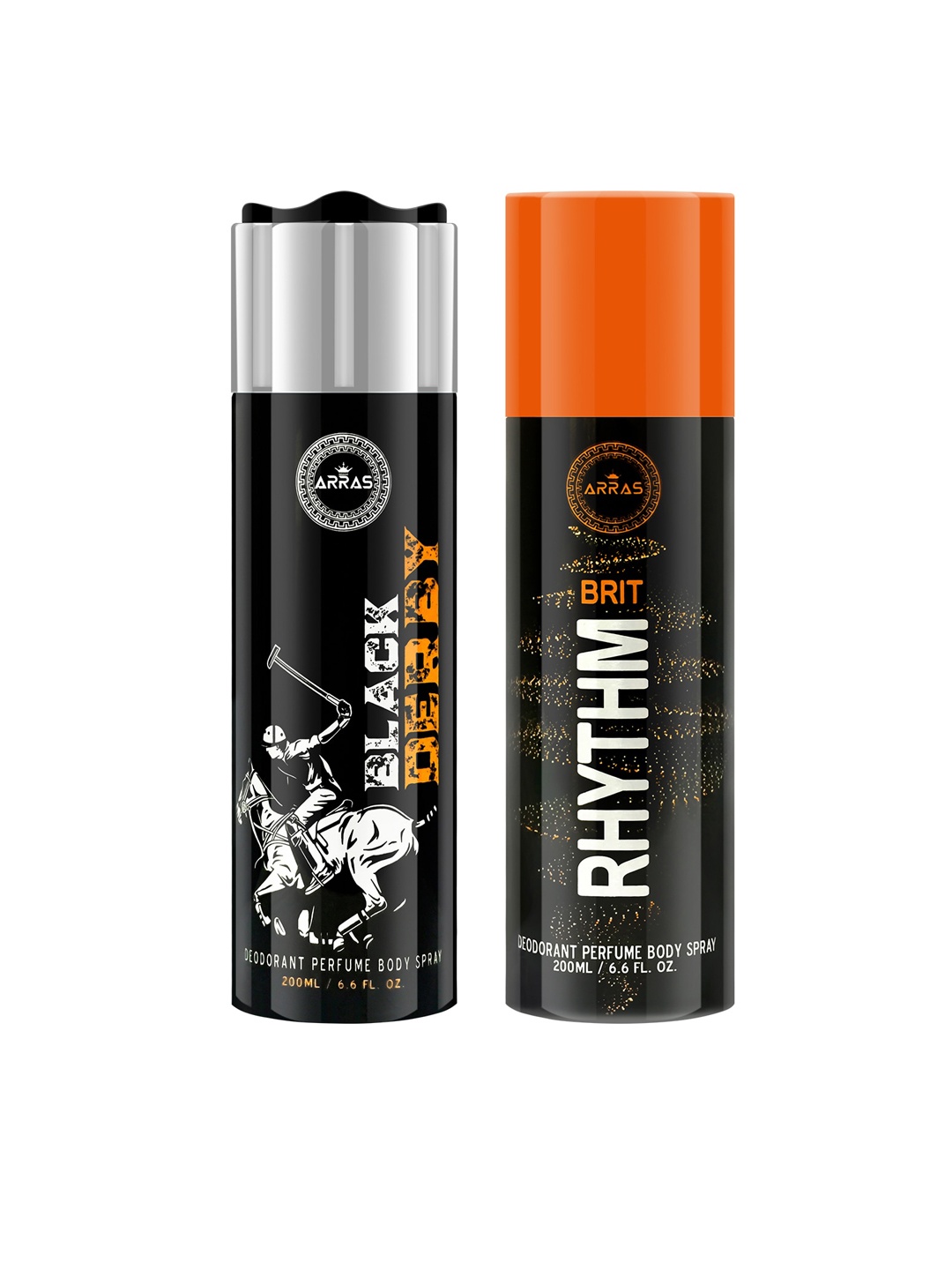 

Arras Unisex Set Of 2 Derby & Brite Rhythm Deodorant Body Spray 200ml, Black