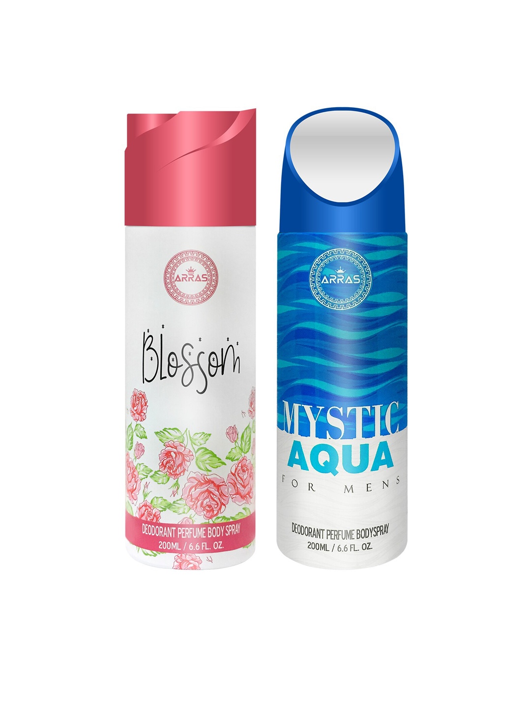 

Arras Unisex Set Of 2 Derby & Mystic Aqua Deodorant Body Spray 200ml, White